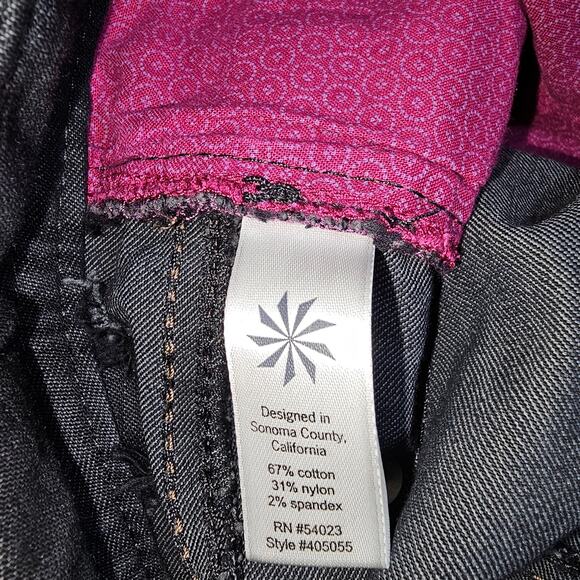 Athleta Dark Wash Stretchy Crop Jeans Extra Back Zip Pocket Size 8 - Picture 8 of 11